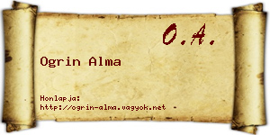 Ogrin Alma névjegykártya
